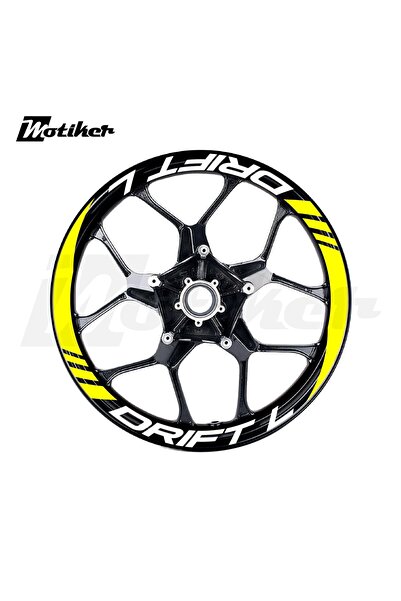 Motiker Mondial Drift L Geniş Jant Sticker Modeli 16'lı Neon Sarı Beyaz