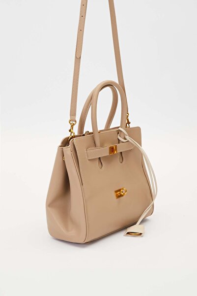 Levidor Medium Size Handbag with Gray Accessory Detail