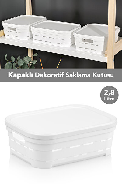 Meleni Home Kapaklı Delikli Dekoratif Piramit Saklama Kutusu - Dolap İçi Düze...