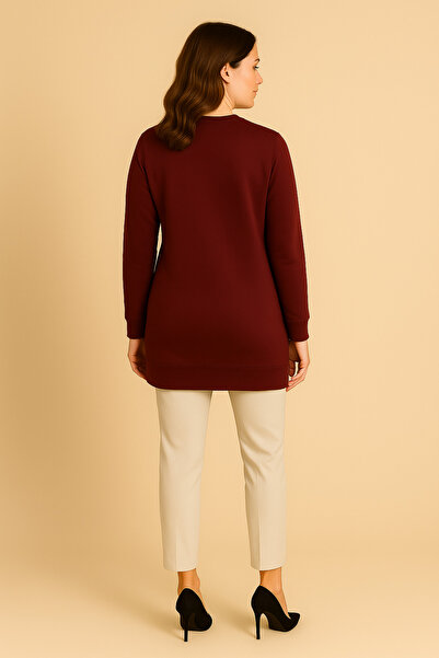 Curvy Trend Великий розмір Тіньові квіти Вишивка 2 нитки Кришталева тканина Світшот