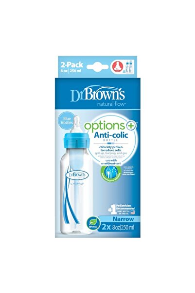 dr browns Set 2 biberoane Dr. Brown's SB82405, cu dispozitive anticolici, Options Plus, 0-3 luni, 250 ml, Alba