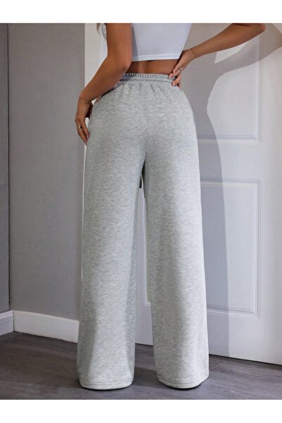 CAONNES Kadın Gri Büyük Beden Baggy Bol Kesim Pantolon ALTI Esnek Rahat Kumaş Eşofman Altı ŞAH MODAhjn