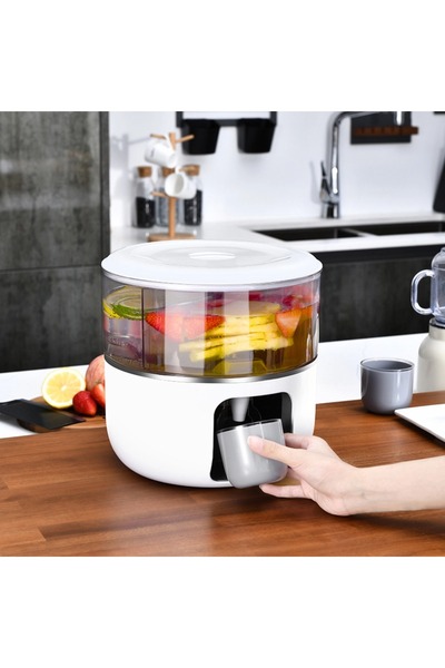 GearZone Fashion Rotating Beverage Dispenser for Home 1.7L Per Tank Rotating Cold Beverage Dispensers-White