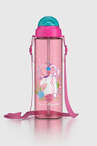 Renga Migo Desenli 630 ml Askılı Pipetli Tritan Çocuk Matara 912143 Pembe