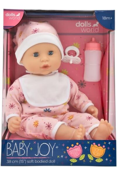 Dollsworld دمية بيبي جوي النائمة، مقاس ١٥ بوصة، مع زجاجة ودمية - هدية للأطفال...