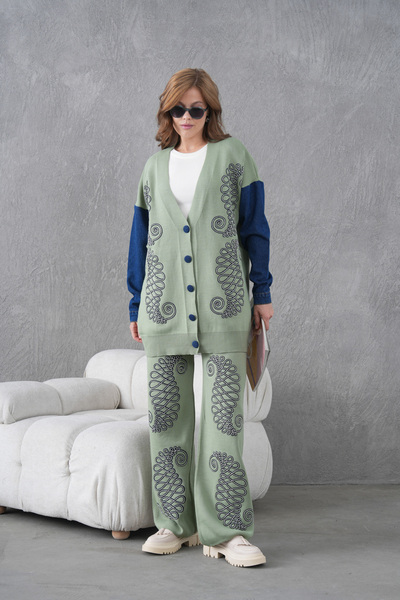 Miss Allos Set de îmbrăcăminte pentru femei, cu mâneci din denim, cu detalii ...