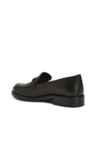 George Hogg Siyah Tokalı Kadın Deri Loafer
