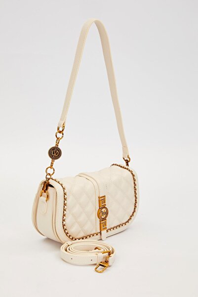 Levidor Geantă de umăr model tricotată cu margine crem
