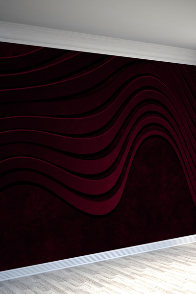 dreamwall Bordo Dalgalı Tek Parça Tekstil Duvar Kağıdı
