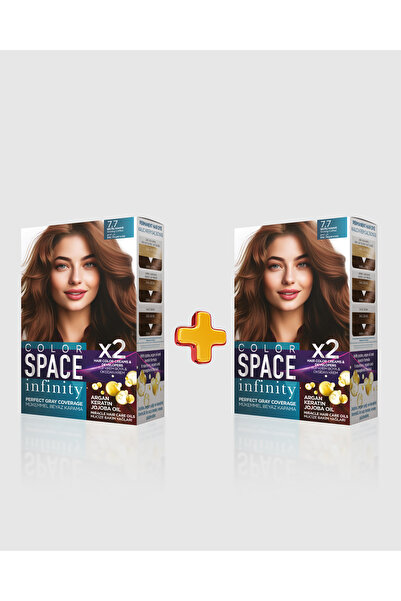 Color Space İnfinity 2'li Set Saç Boyası 7.7 Işıltılı Kahve