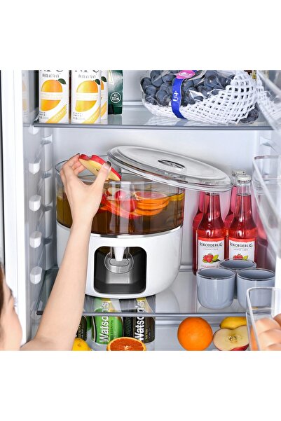 GearZone Fashion Rotating Beverage Dispenser for Home 1.7L Per Tank Rotating Cold Beverage Dispensers-White