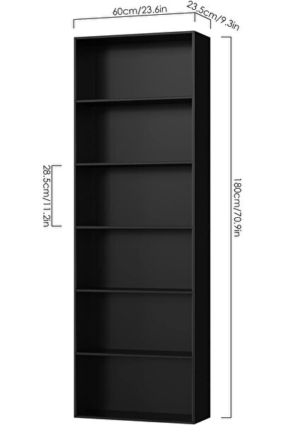 Modern home Tall 6-Shelf Wooden Storage Unit – White 180 cm for Living Room & Office