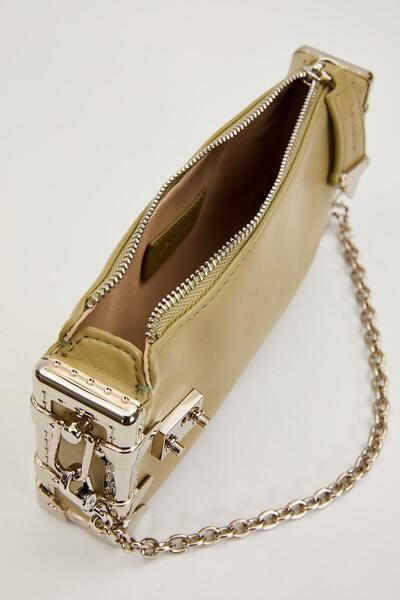 Levidor Yeşil Metal Köşeli Omuz Çantası