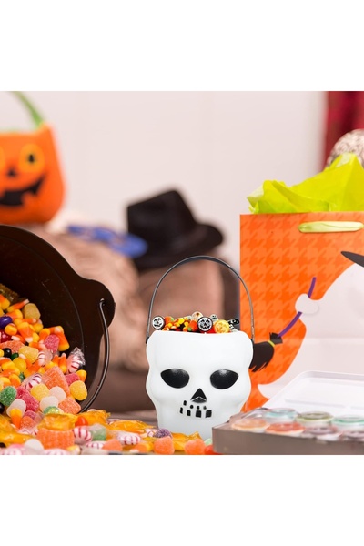 Yisscen Set of 6 Halloween buckets Yisscen, plastic, black/white, 7 x 6 x 10.5 cm