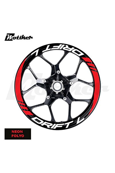 Motiker Mondial Drift L Geniş Jant Sticker Modeli 16'lı Neon Turuncu Beyaz