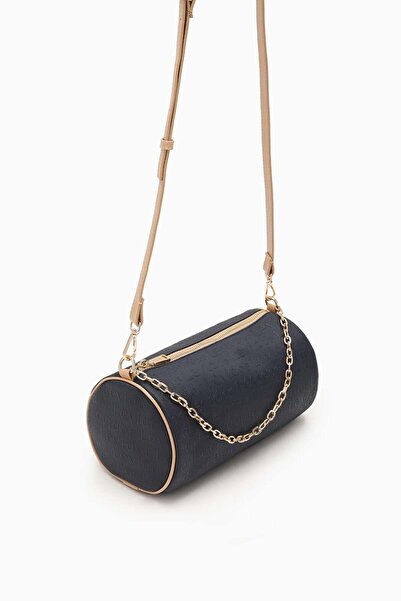 Levidor Navy Blue Printed Cylinder Model Handbag