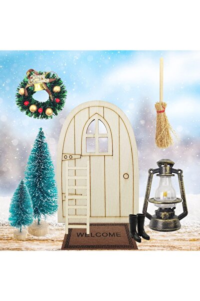 CHENYU Set decorațiuni de Crăciun, textil/plastic/lemn, multicolor, 9 piese