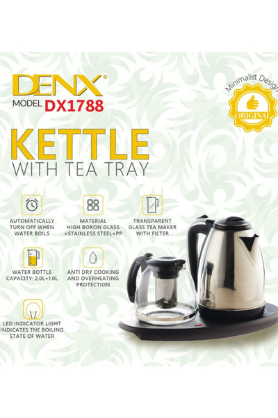 Denx Electric Kettle With Tea Tray & Automatic Shut-off Feature Dx1788