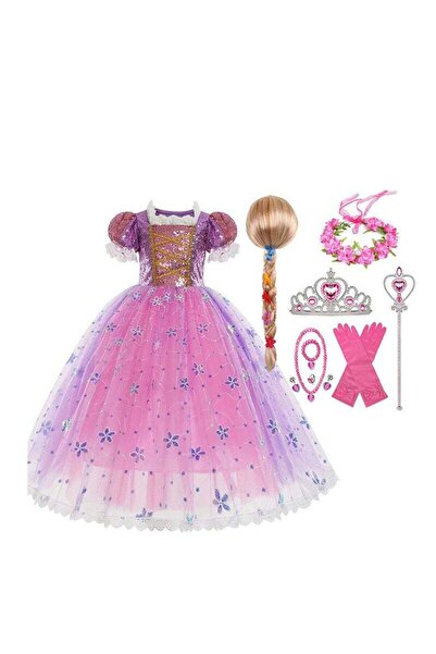 Saharaz فستان الأميرة للفتيات، زي تنكري على شكل حكاية خرافية، فستان تنكري فاخر لحفلات أعياد الميلاد، فستان طويل من التول - 140 سم