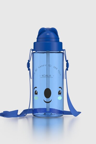 Renga Taffy Patterned 500 ml Tritan Children's Water Bottle with Strap and Straw 912080 Blue