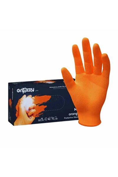 Gripzzly Zarys Gripzzly Gloves, Nitrile, thick and durable, diamond texture, Orange, size L, 50 pcs/set