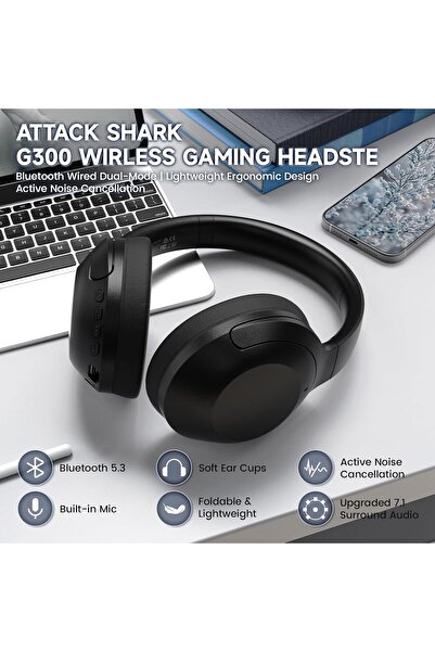 Attack Shark G300 Wireless Over-Ear Headphones