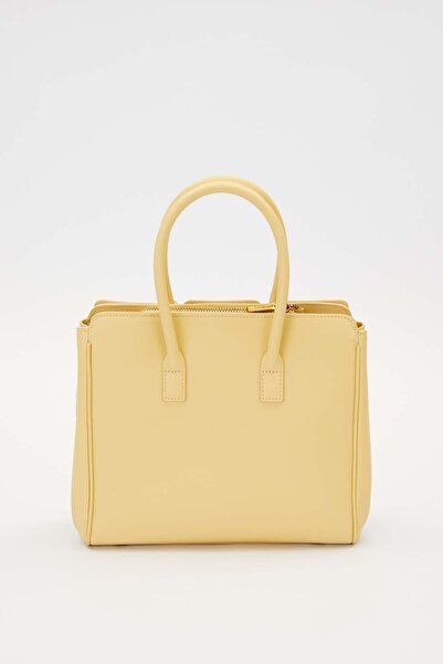 Levidor Yellow Leather Handbag with Accessory Detail