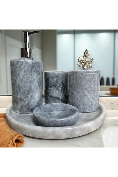 Verticra Handmade Marble Bathroom Set (5 Pieces) |   Marble Decor |   Elegance Chose for Your Home |   Calacatta