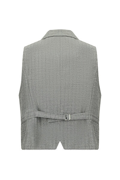 Kiğılı Linen Blend Patterned Classic Double Breasted Vest