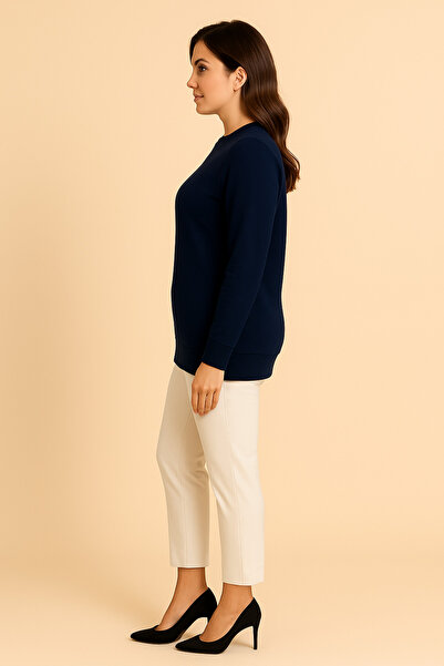 Curvy Trend Плюс размер Най-доброто апликирано камъче 2-нишка кристална материя суитшърт