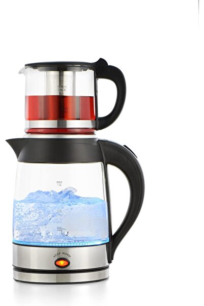 ALSAIF Glass Kettle with Electric Tea Maker, 1.8 Liters, 2200 Watts, from Al Saif, E03222