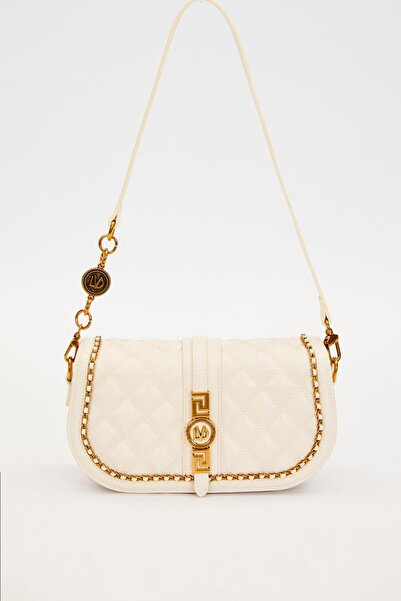 Levidor Geantă de umăr model tricotată cu margine crem