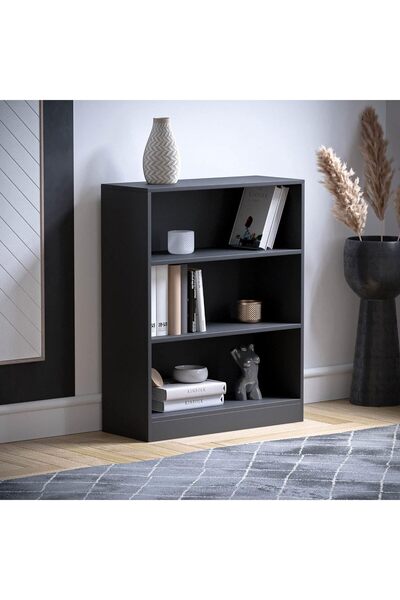 Modern home Bookcase and accessory Display Unit of wood 3Tier Black Big