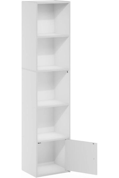 Modern home Shelf Bookcase with 1 Door Storage Cabinet, White