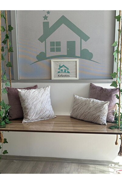 KIRLENTİM 4-Piece Cream Brown Jacquard Woven and Brown Velvet Combination Inner Padded Sofa