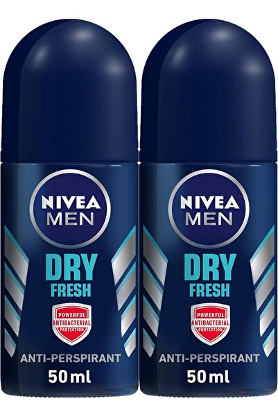 NIVEA MEN Antiperspirant Roll-on for Men, 48h Protection, Dry Fresh Antibacterial, 2x50ml