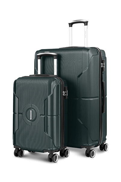PARAJOHN 2-Pieces ABS Hard side Travel Luggage Trolley Bag Set with Lock for men/women / Army green
