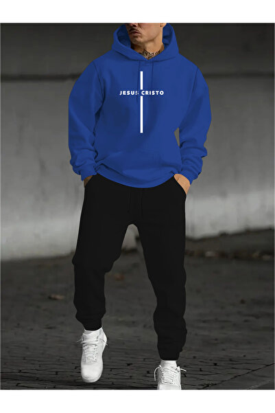 MODAVİBE Σετ 2 τεμαχίων Unisex με στάμπα και κουκούλα – Φούτερ & Παντελόνι Jo...