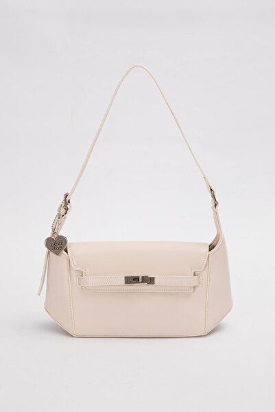 Levidor Cream Shoulder Bag with Heart Accessory Detail