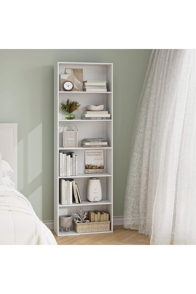 Modern home Modern Black bookcase with 6 shelves for storage