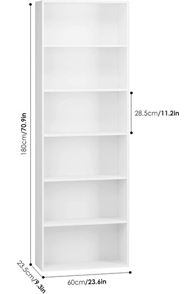 Modern home Black 6-Shelf Bookcase – Storage & Display Unit for Home and Office