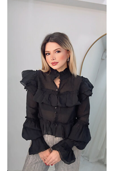 DENİZ Bağlamalı fırfırlı Gömlek