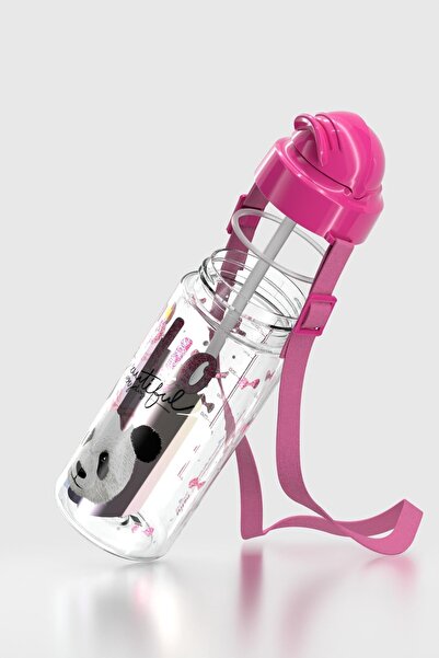 Renga Migo Patterned 500 ml Tritan Children's Water Bottle with Strap and Straw 912004 Pink