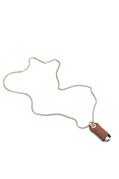 Sun Pieces Kahverengi Vegan Deri Çakmak Kılıfı, El Yapımı Çakmaklık, Çanta Charmı, Çakmaklı Kolye