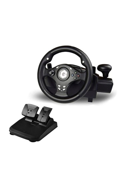 GearZone عجلة قيادة سباق الألعاب، عجلة قيادة للعبة القيادة بزاوية 270 درجة مع تروس ودواسات سريعة الاستجابة