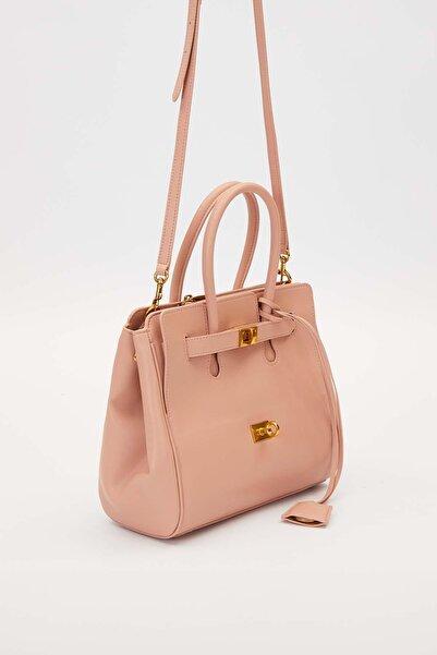 Levidor Pink Leather Handbag with Accessory Detail