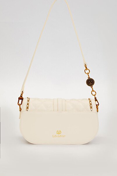 Levidor Geantă de umăr model tricotată cu margine crem