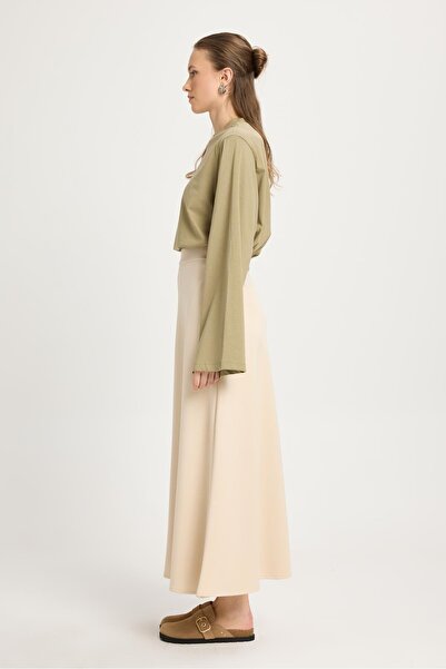 minaaise Women's Stone Modal Fabric Soft Knitted Long Skirt 30007