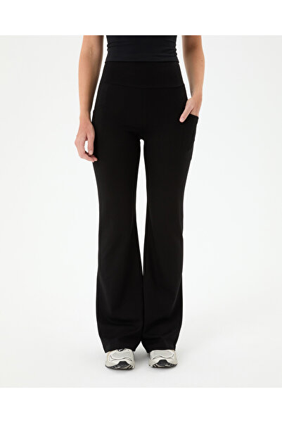 Ayma Active Black Pocket Flare Pants