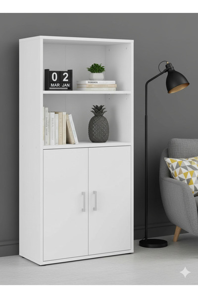 Modern home Modern White bookcase with 6 shelves for storage and display perfect for offices and homes